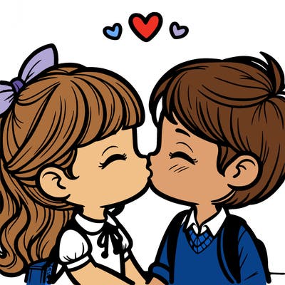 boy and girl kissing
