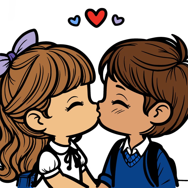 boy and girl kissing