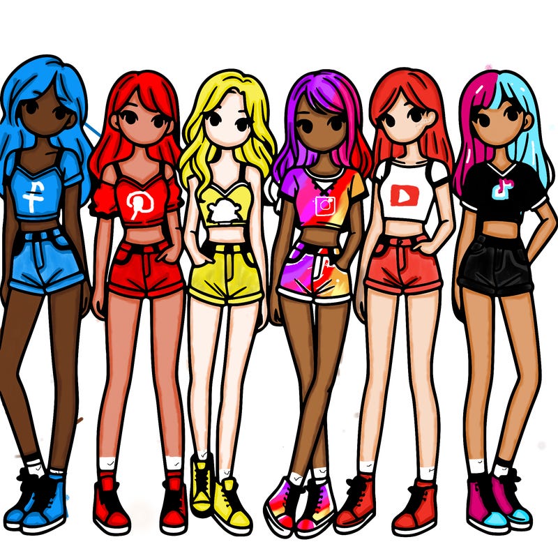 a group of girls wearing crop tops and shorts