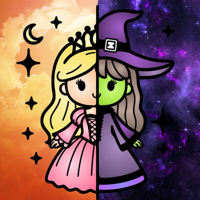 split princess and witch