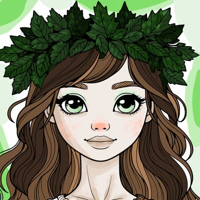 realistic girl with fall leaf crown