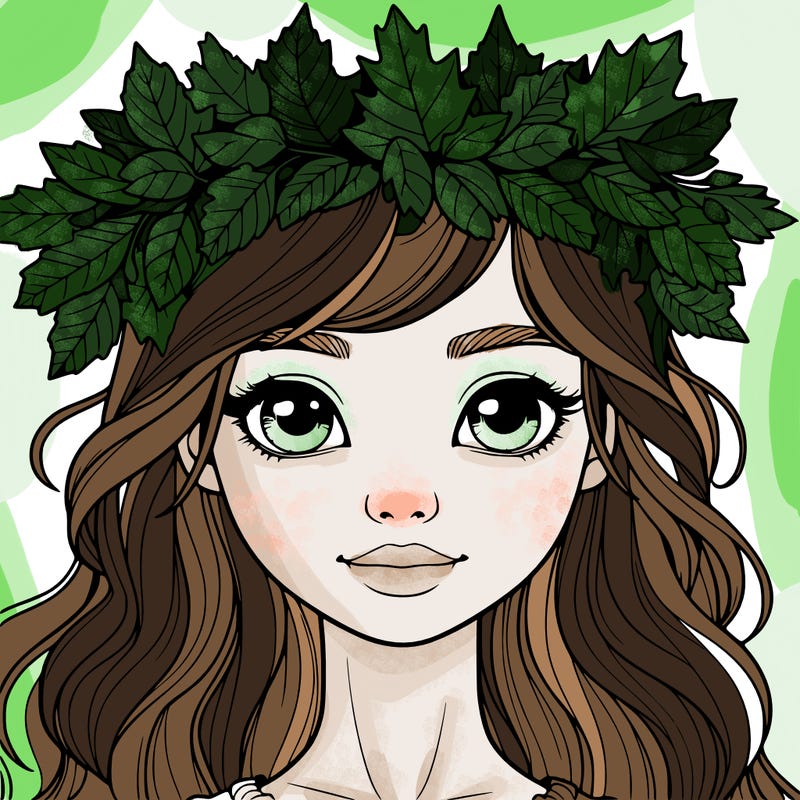 realistic girl with fall leaf crown