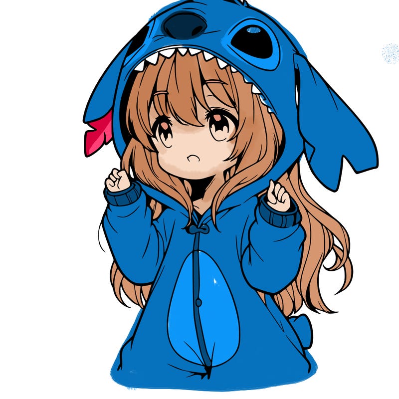 anime girl in a stitch onsie