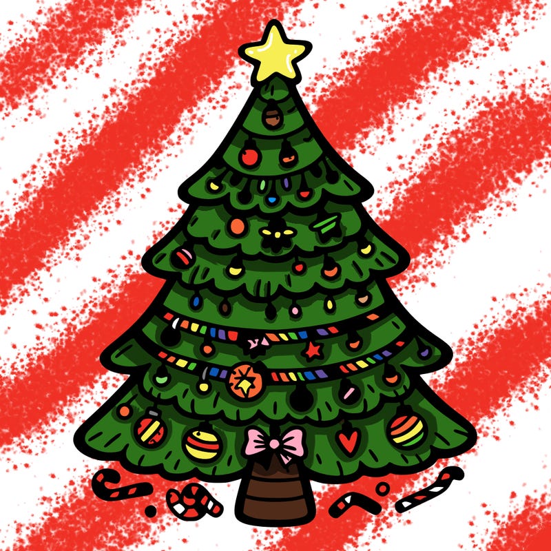 christmas tree with lots of details