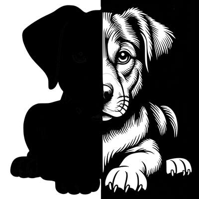 realistic dog split picture