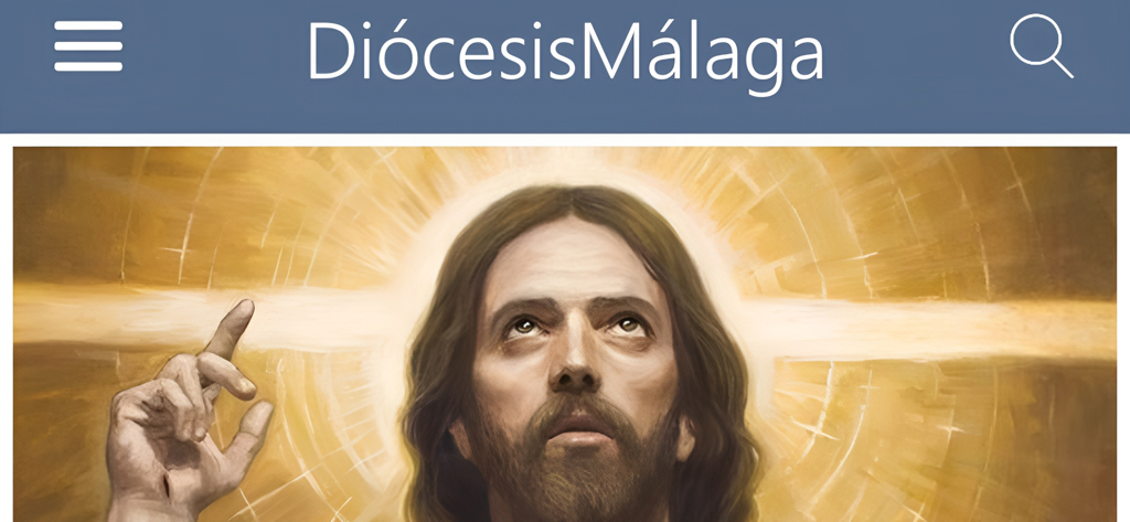 DiocesisMalaga - Header of the DiocesisMalaga app showing a religious painting of Jesus Christ