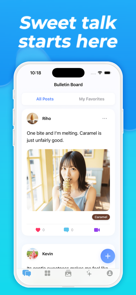 Sweet Video Chat - Ten - Tablón de anuncios en la aplicación Ten donde los usuarios comparten fotos de helados