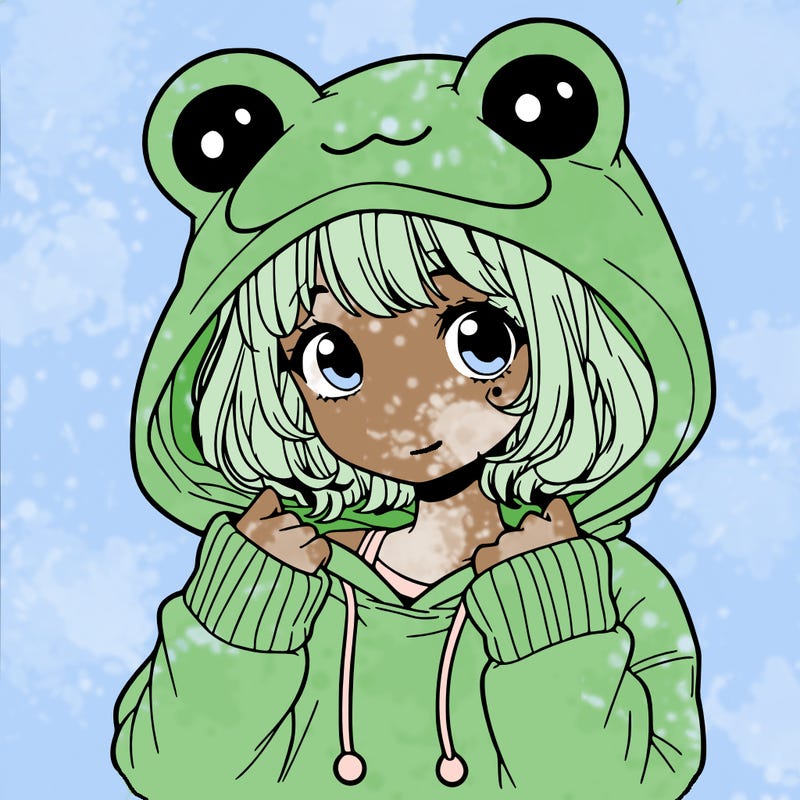 a cute teenage girl wearing a frog hoodie