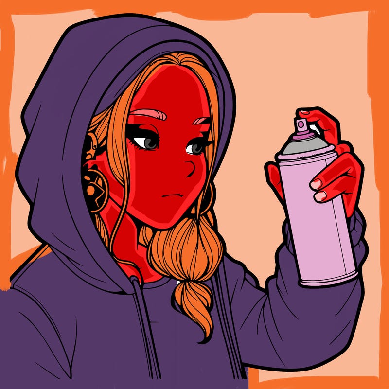 a realistic girl, spray painting
