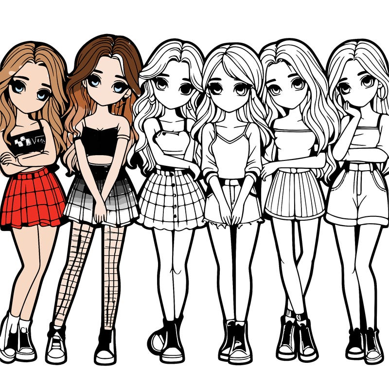 a group of girls realistic