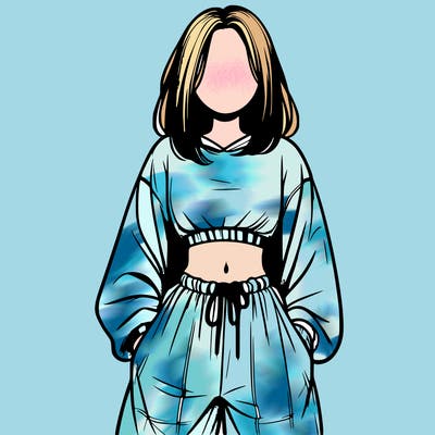 realistic girl faceless with baggy pants and a crop top