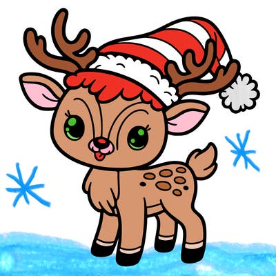 christmas reindeer with santa hat