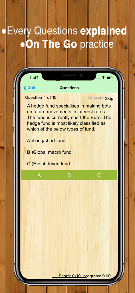 CFA Exam Level1 Studying - CFAレベル1練習問題インターフェイス、モバイル学習アプリで表示