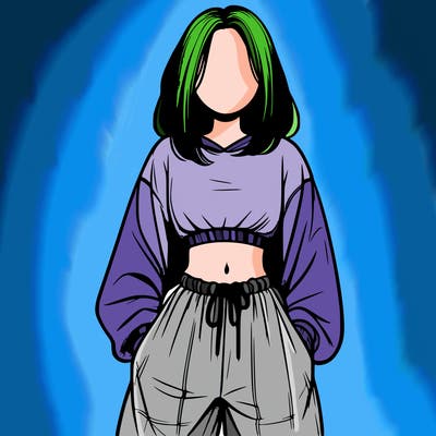 realistic girl faceless with baggy pants and a crop top