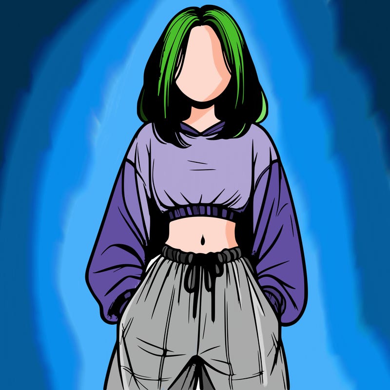 realistic girl faceless with baggy pants and a crop top