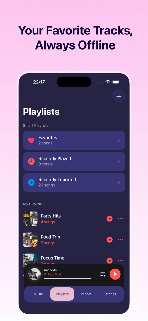Interfaccia dell'app Musify che mostra la schermata delle playlist con categorie intelligenti e collezioni personalizzate dall'utente