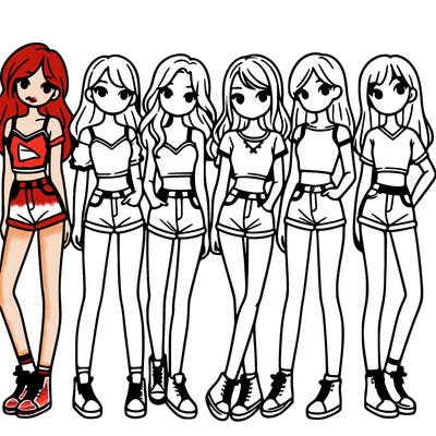 a group of girls wearing crop tops and shorts