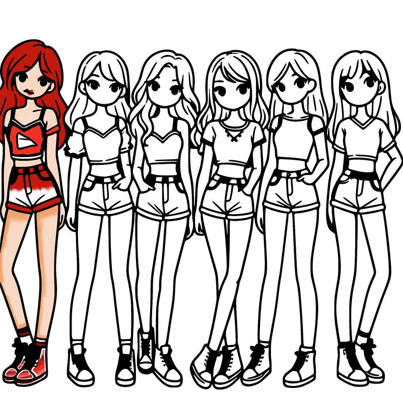 a group of girls wearing crop tops and shorts