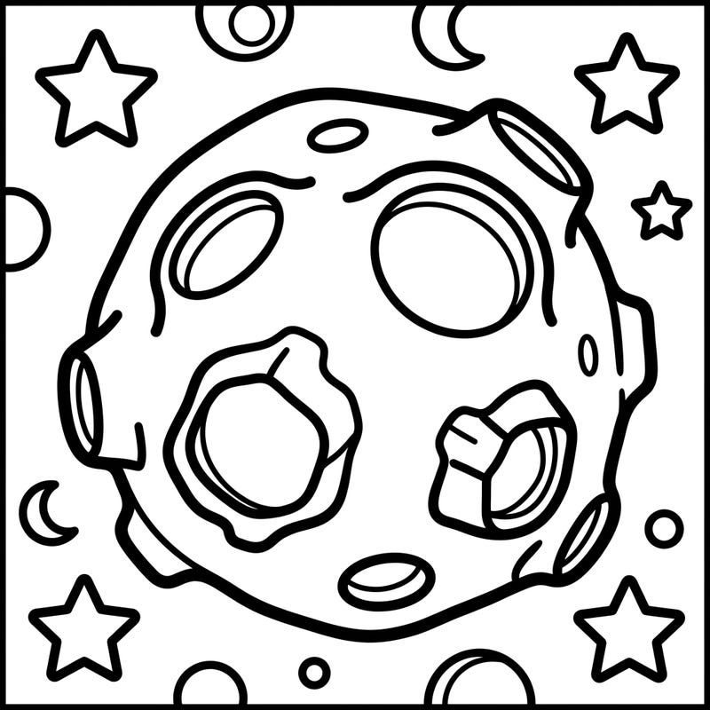 Introduce your little astronaut to the wonders of space with this Psyche asteroid coloring page, specifically crafted for toddlers. Its ultra-thick lines and large shapes make it easy and fun for small hands to develop fine motor skills and explore cosmic creativity.