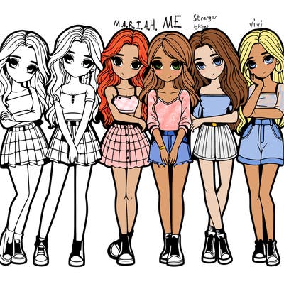 a group of girls realistic