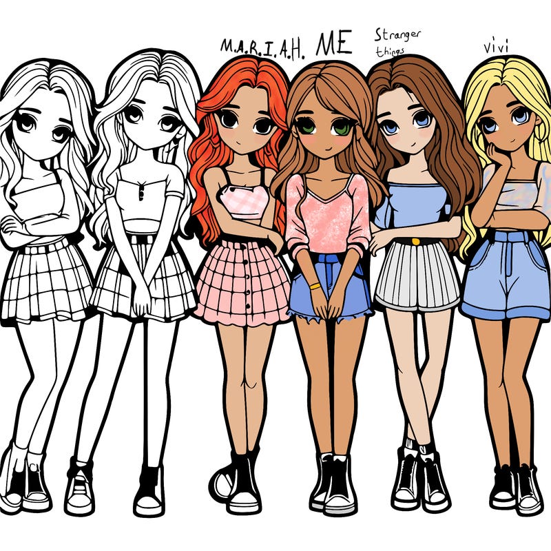 a group of girls realistic