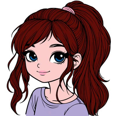 realistic girl with ponytail