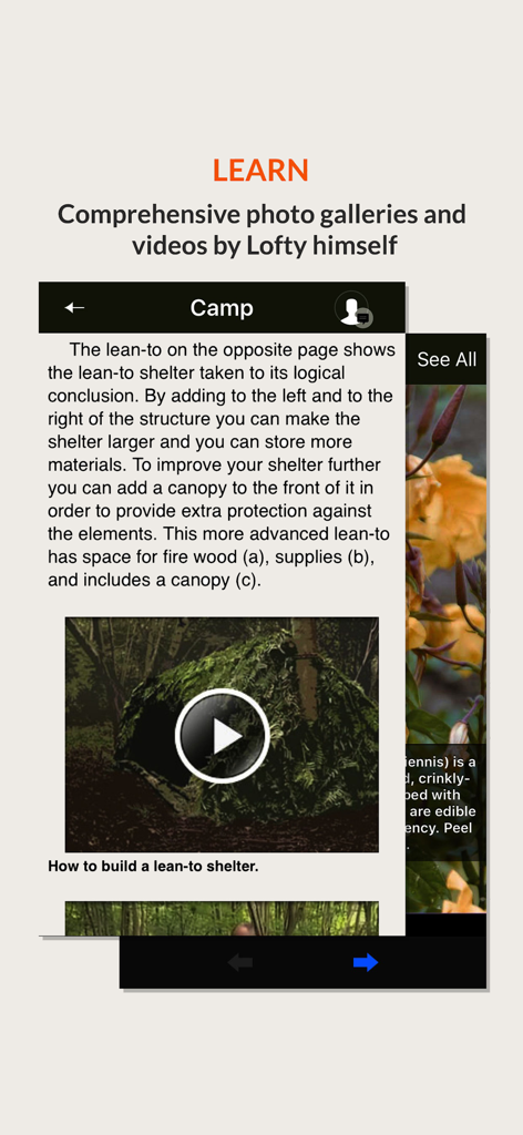 SAS Survival Guide - Lite - SAS Survival Guide Lite app tutorial for building a lean-to shelter with video.