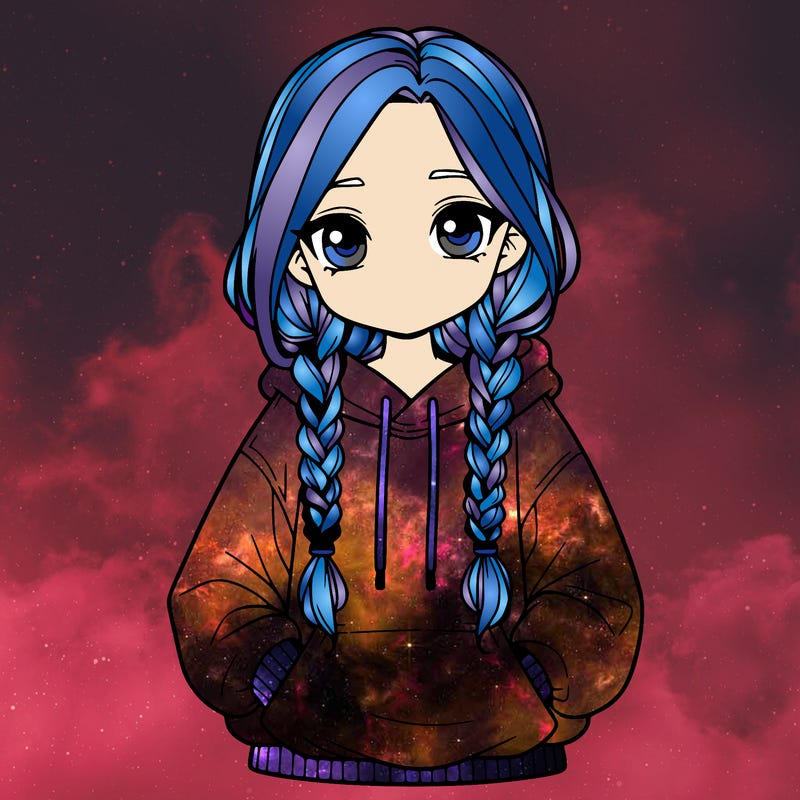 a realistic girl with a oversized hoodie and she has braids