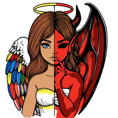 realistic angel half demon