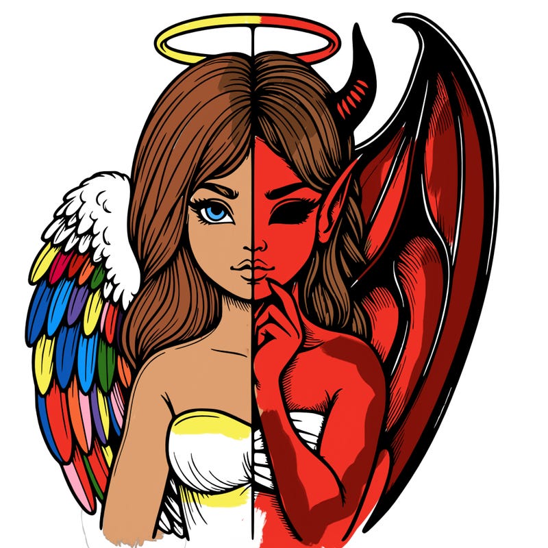 realistic angel half demon