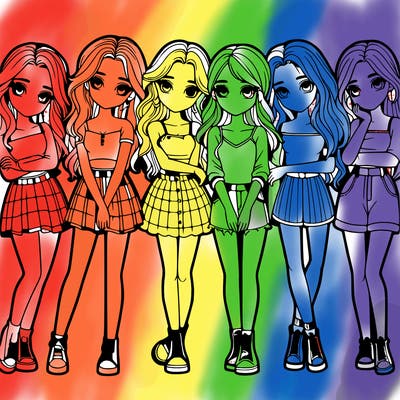 a group of girls realistic