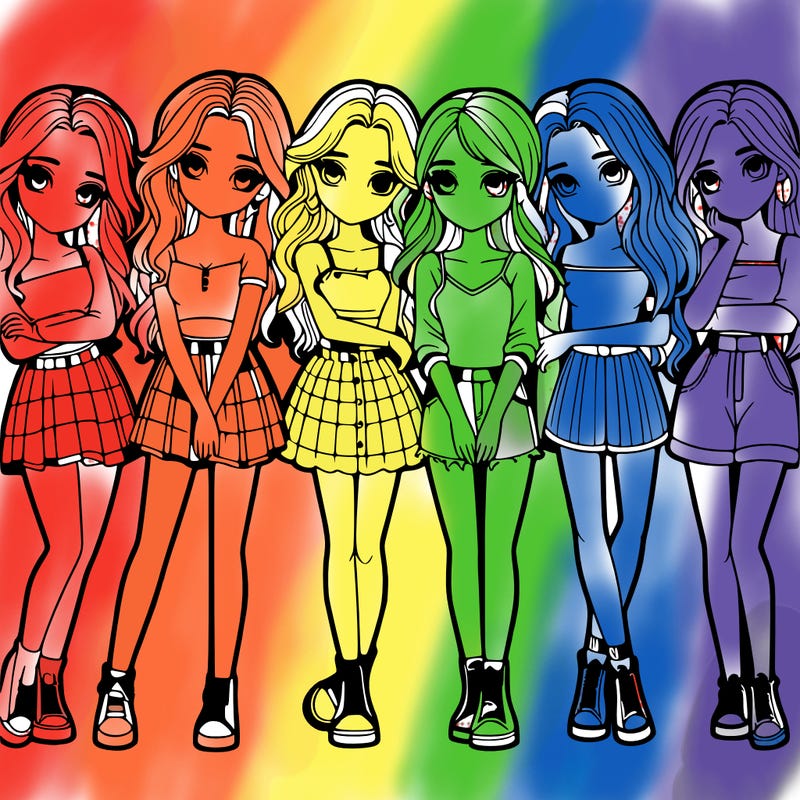 a group of girls realistic