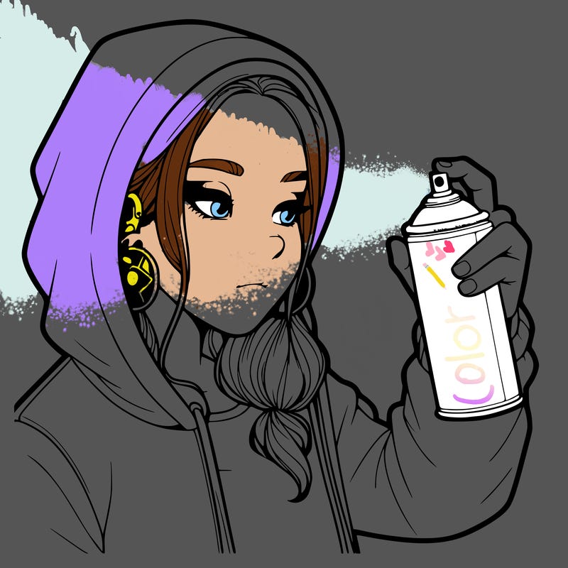 a realistic girl, spray painting