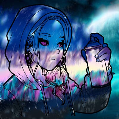 a realistic girl, spray painting