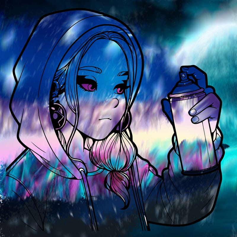 a realistic girl, spray painting