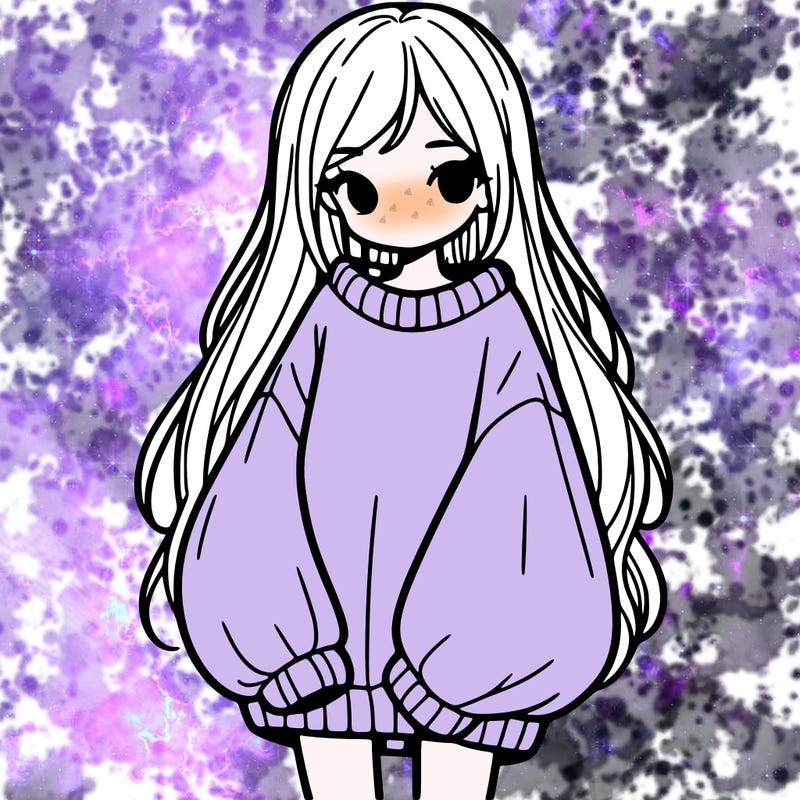 girl with long hair and is wearing an oversized sweater