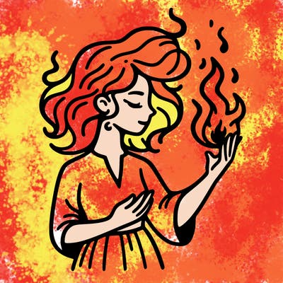 woman with fire