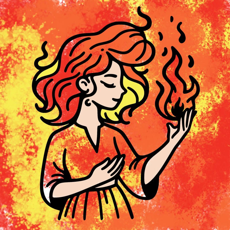 woman with fire