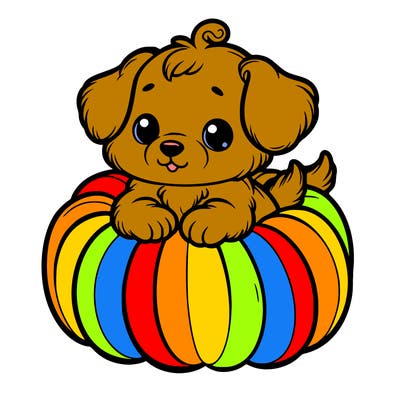 cute little puppy in a pumpkin