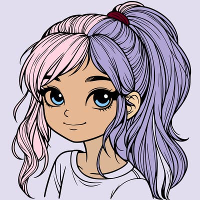 realistic girl with ponytail