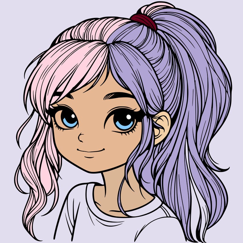 realistic girl with ponytail