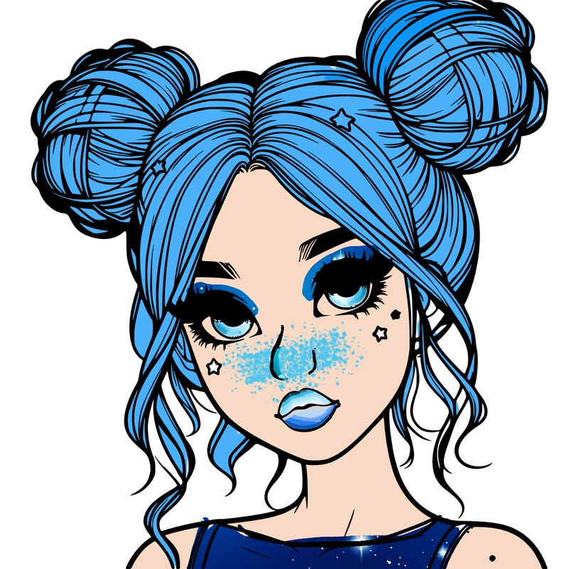 realistic girl with space buns
