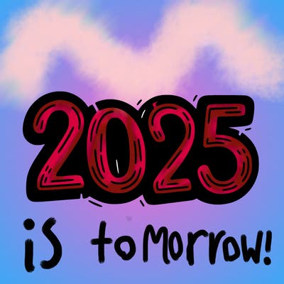 one line scrawled numbers sketch design “2025”