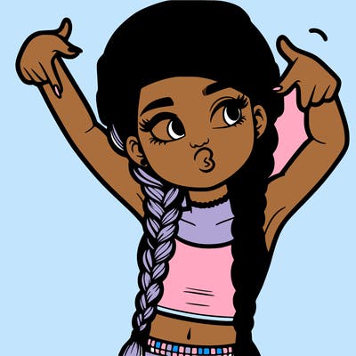 realistic teenage girl with braids and a beanie and crop top doing 🫶🏼