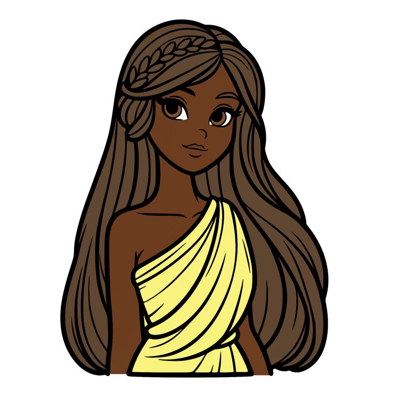a beautiful greek goddess with long hair and a one shoulder greek dress