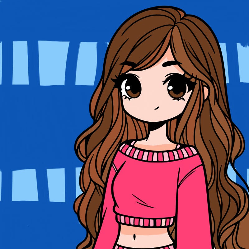 girl with long hair and a crop top with a sweater