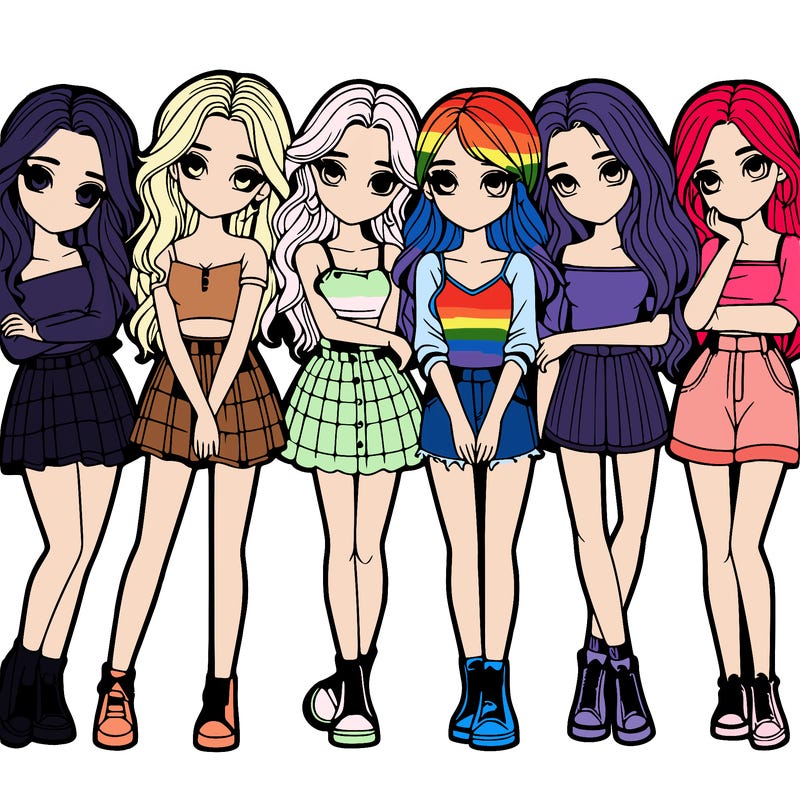 a group of girls realistic