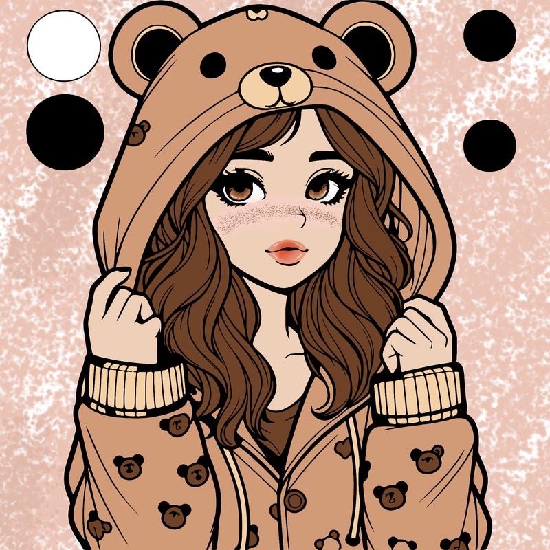 realistic girl in a animal pjs hoodie