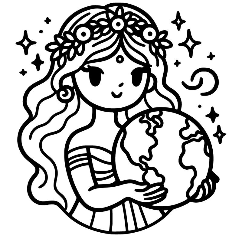 a goddess holding the earth in her hands