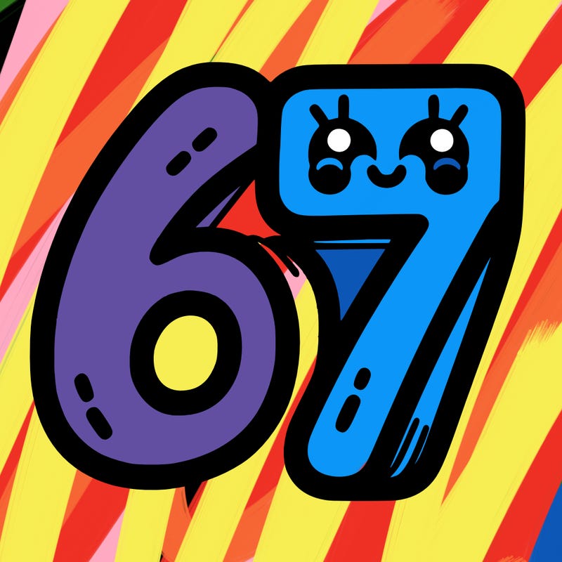 the numbers 67